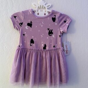 Cat & Jack Lavender Dress with Black Cat Design